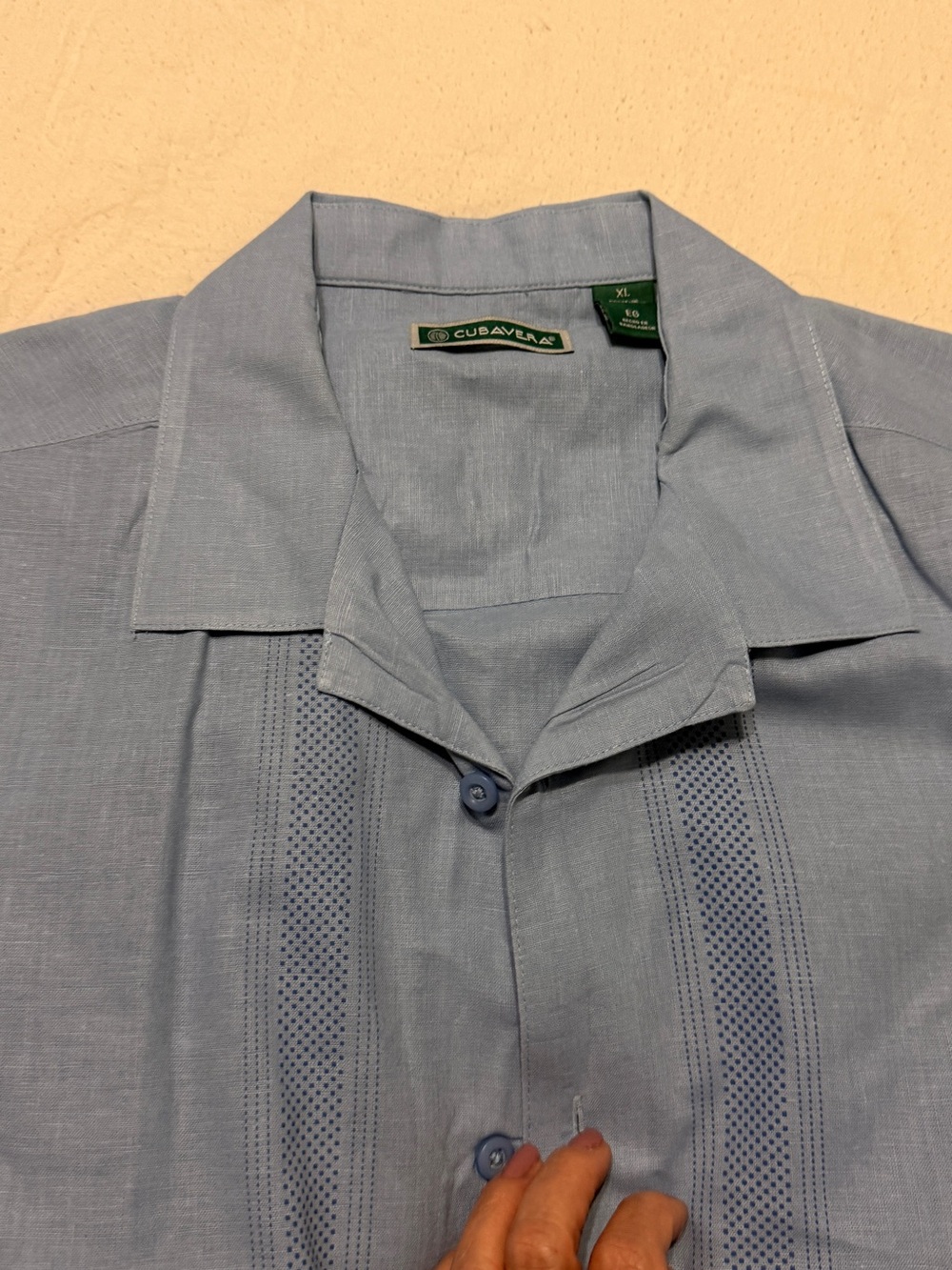 Cubavera Light Blue Short-Sleeve Guayabera-Style Button-Down Shirt